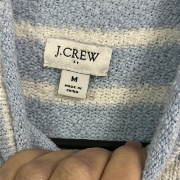 J. Crew Blue and White Striped Turtleneck Sweater - Picture 2 of 4